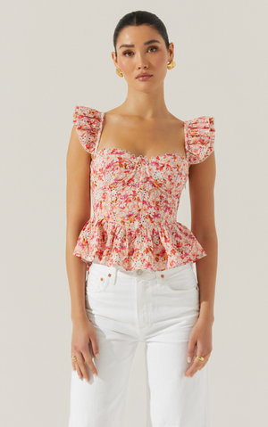 
                  
                    Load image into Gallery viewer, Baylin Pink Eyelet Top
                  
                