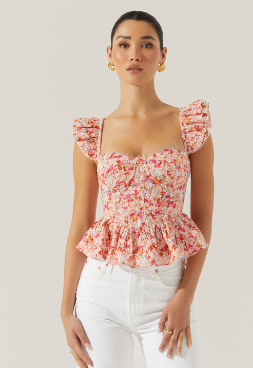 
                  
                    Load image into Gallery viewer, Baylin Pink Eyelet Top
                  
                