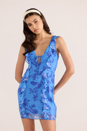 
                  
                    Load image into Gallery viewer, Jamie Blue Floral Mini Dress
                  
                