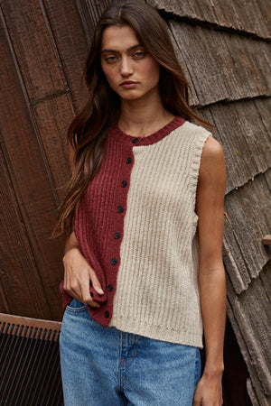 
                  
                    Load image into Gallery viewer, Katie Color Block Sweater Vest
                  
                
