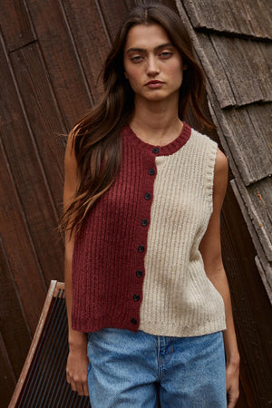 
                  
                    Load image into Gallery viewer, Katie Color Block Sweater Vest
                  
                