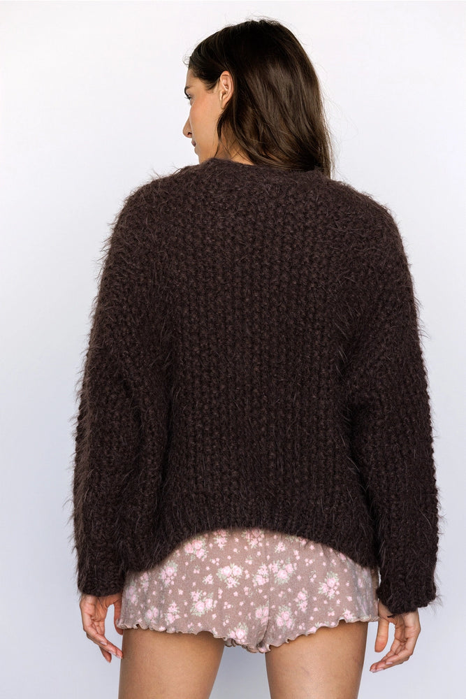 
                  
                    Load image into Gallery viewer, Chunky Knit Chocolate Cardigan
                  
                