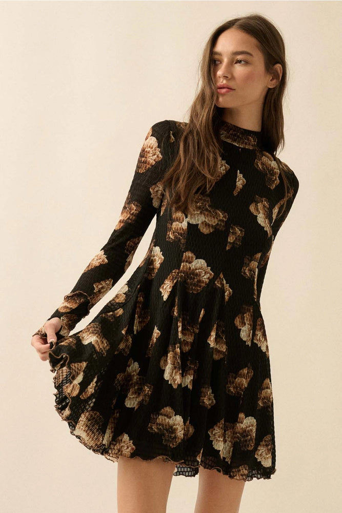 
                  
                    Load image into Gallery viewer, Floral Honeycomb Mesh Mini Dress
                  
                