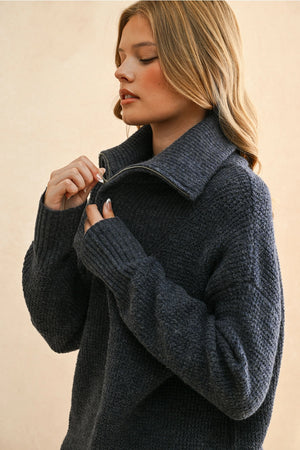 
                  
                    Load image into Gallery viewer, Amelia Waffle Navy Half Zip Sweater
                  
                