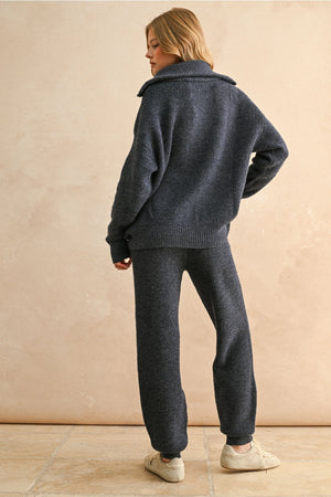 
                  
                    Load image into Gallery viewer, Amelia Waffle Navy Half Zip Sweater
                  
                