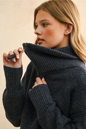 
                  
                    Load image into Gallery viewer, Amelia Waffle Navy Half Zip Sweater
                  
                