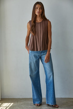 
                  
                    Load image into Gallery viewer, Aura Pleated Chocolate Top
                  
                