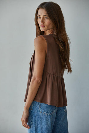 
                  
                    Load image into Gallery viewer, Aura Pleated Chocolate Top
                  
                