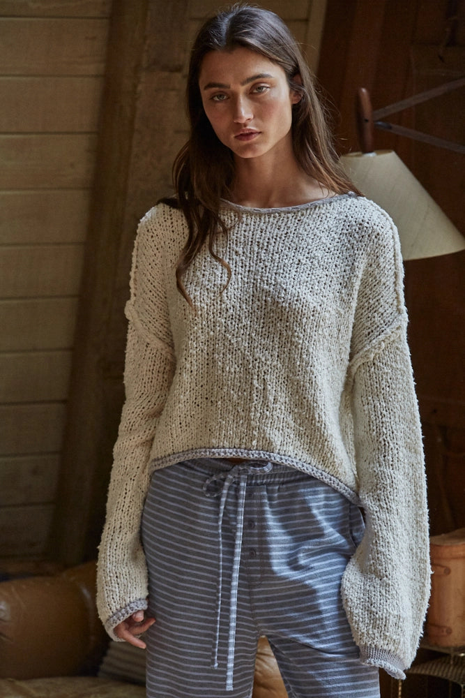 
                  
                    Load image into Gallery viewer, Marry Ivory + Cream Knit Sweater
                  
                