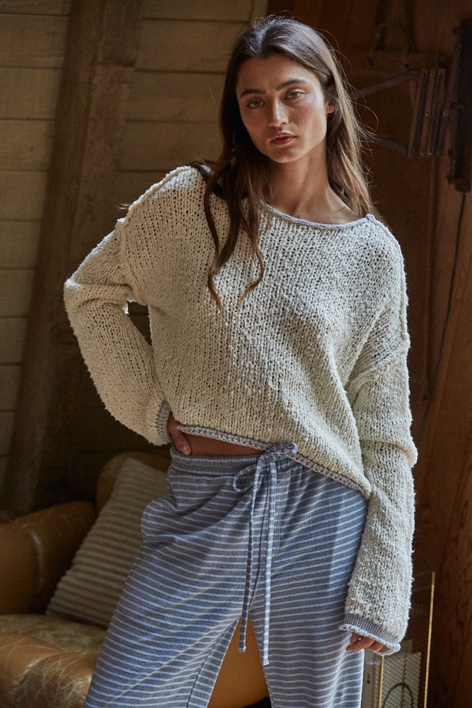 
                  
                    Load image into Gallery viewer, Marry Ivory + Cream Knit Sweater
                  
                
