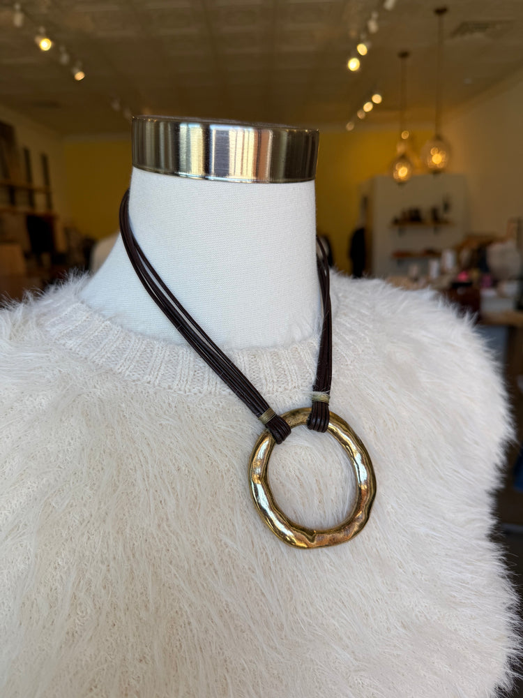 
                  
                    Load image into Gallery viewer, Mathew Brass Circle Necklace
                  
                