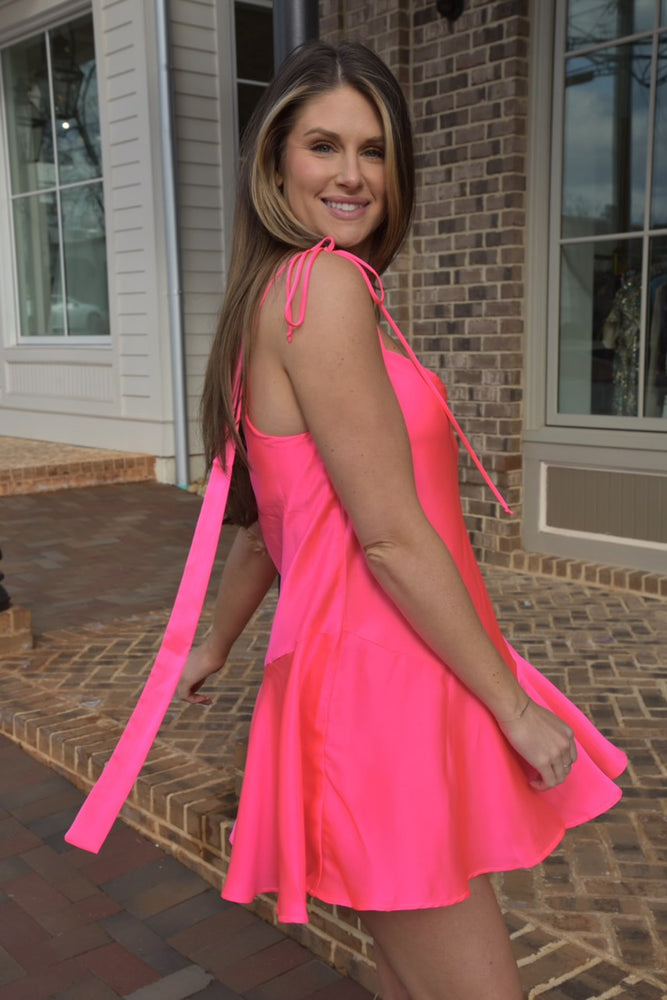 
                  
                    Load image into Gallery viewer, Uptown Pink Tie Dress
                  
                